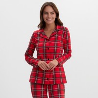 Пижама новогодняя женская (рубашка, брюки) KAFTAN «Клетка», размер 40-42