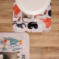 Набор ковриков для ванной Этель «Котики», 2 шт., 80×50 см, 50×40 см, велюр