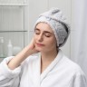 Чалма для сушки волос Доляна, микрофибра, с пуговкой, серая