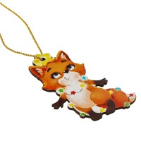Ёлочная игрушка - подвеска деревянная «Новый год! Лисичка»