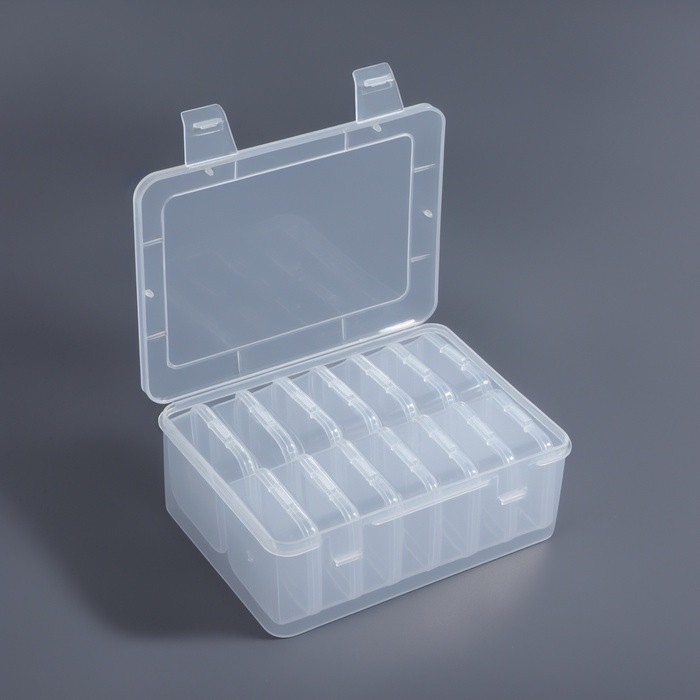 Органайзер для хранения мелочей, 14 блоков, 16.5×12.7×6 см, прозрачный