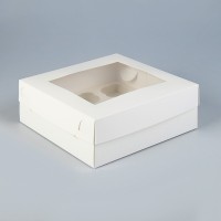 Коробка для капкейков с окном на 9 шт ,крафт, 25 х 25 х 10 см