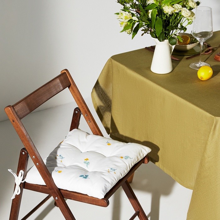 Сидушка на стул Этель "Полевые цветочки" 42х42х7см, рогожка 176 г/м2, 100% хл