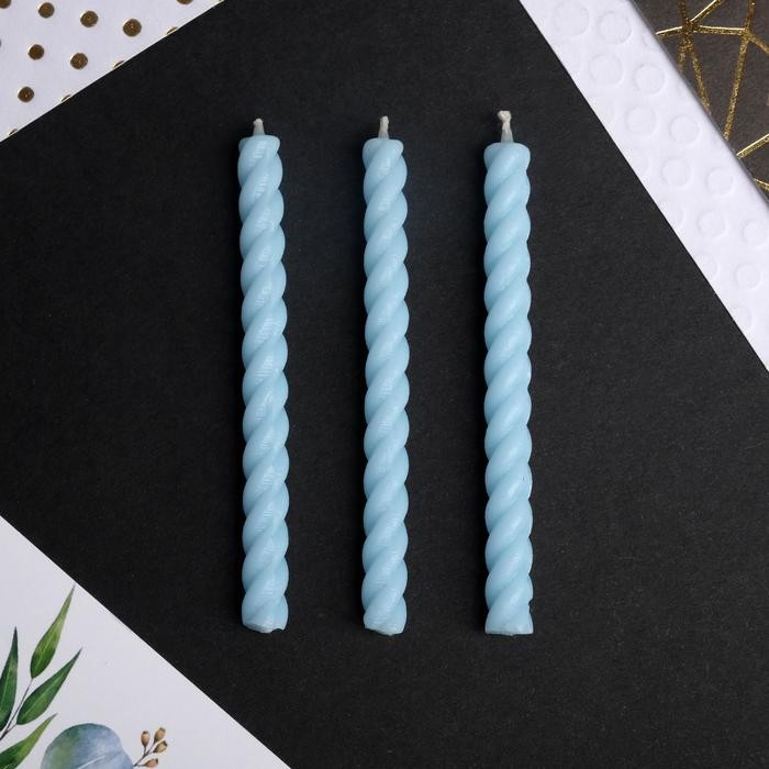 Свечи для торта, голубые, 16 шт., 6.5×0.5 см