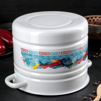 Мантоварка-позница, 9 л, декор, 3 вставки, пластмассовая ручка, цвет МИКС