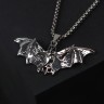 Кулон-амулет «Помпеи» летучая мышь, цвет чернёное серебро, 70 см