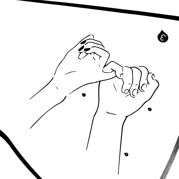 Наклейка пластик интерьерная чёрная "Сплетённые руки" 40х59 см