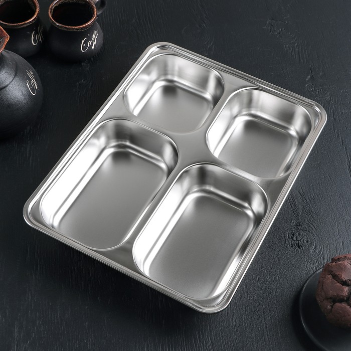 Поднос глубокий, 4 секции, 28×22×4,5 см