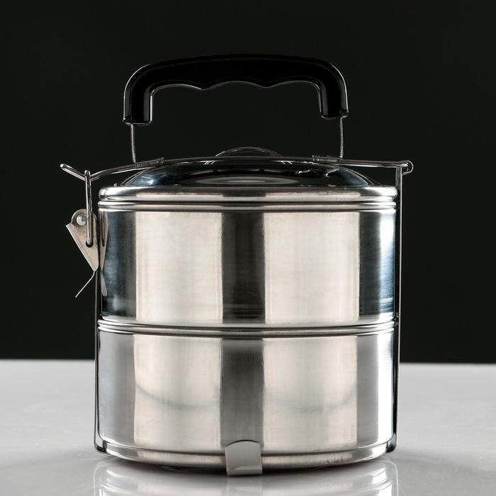 Ланч бокс TAKE IT EASY. 1.4 л. 13.3×17.5 см, с отделениями для еды, с ручкой, нержавеющая сталь