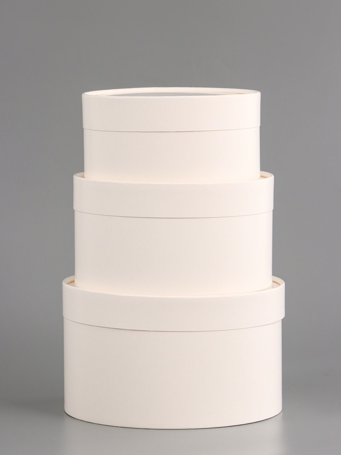 Набор подарочных коробок 3 в 1, завальцованные, белый, 20×12 - 18×10 - 16×8 см