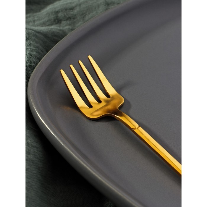 Вилка десертная Magistro «Грабли», h=12 см, цвет золотой