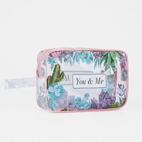 Косметичка на молнии для бассейна, с ручкой, с принтом «You &amp; my», розовая