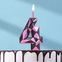 Свеча для торта «Алмаз», цифра 4, фиолетовый металлик