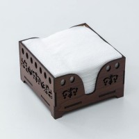 Салфетница деревянная «Орех», 12,5×12,5 см, с салфетками, цвет коричневый