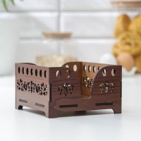 Салфетница деревянная «Орех», 12,5×12,5 см, с салфетками, цвет коричневый