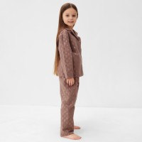 Пижама детская из фланели (рубашка, брюки) KAFTAN "Ананасы", рост 98-104, кофейный