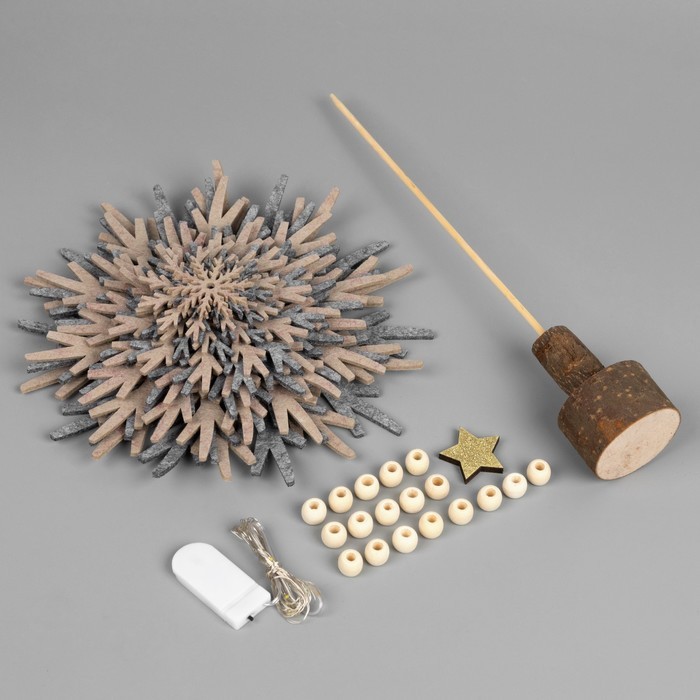 Набор для творчества «Ёлка серая» 18 × 36 × 18 см, дерево, текстиль, батарейки CR2032х2 (в комплекте), свечение тёплое белое