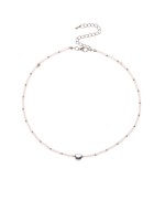 Чокер бисерный «Сердце» бусина №4, белый в серебре, 35 см