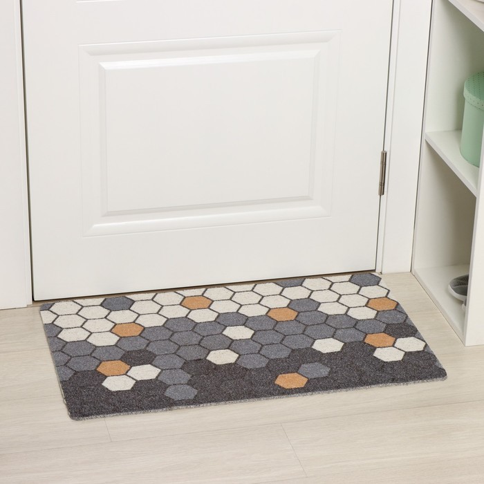 Коврик придверный Доляна «Гамма», грязезащитный, вырезной, 50×80 см, серый Коврик придверный Доляна «Гамма», грязезащитный, вырезной, 50×80 см, серый