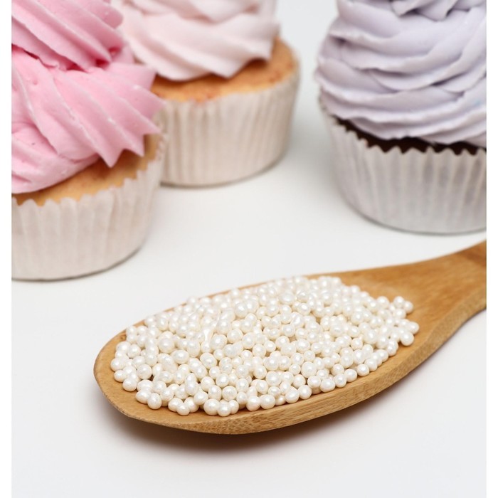 Кондитерская посыпка с мягким центром «Жемчуг»: белоснежная, 2-5 мм, 50 г