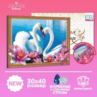 Алмазная мозаика с частичным заполнением и форменными стразами на раме «Лебедь», 30 х 40 см