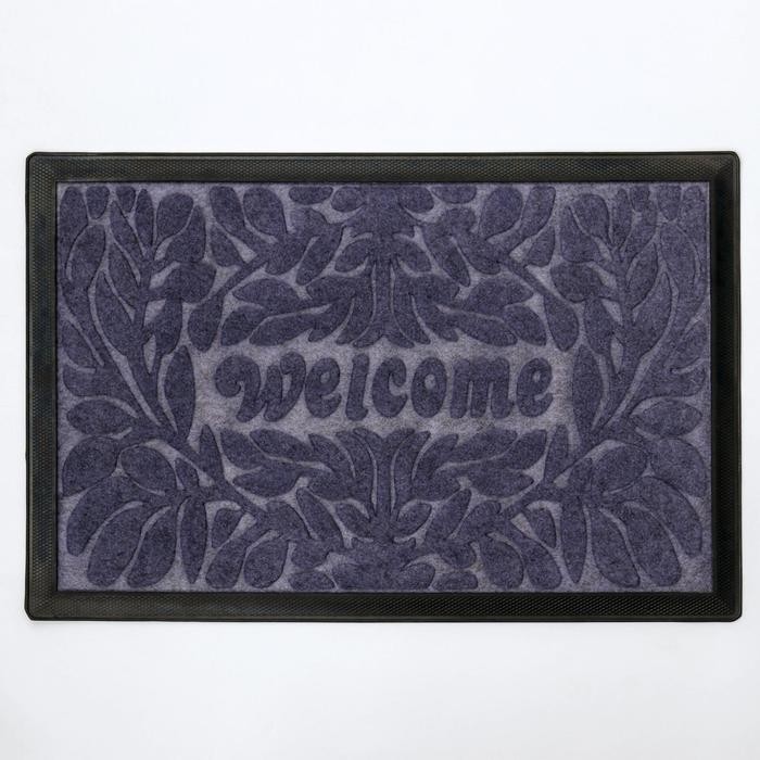 Коврик придверный Доляна Welcome, с окантовкой, влаговпитывающий, 40×60 см, МИКС