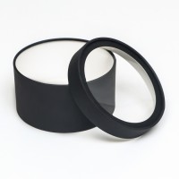 Подарочная коробка круглая Black чёрная, завальцованная с окном, 18×10 см