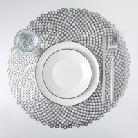 Салфетка сервировочная на стол «Роса», d=41 см, цвет чёрный