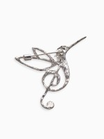 Брошь «Колибри. Скрипичный ключ», цвет серебро