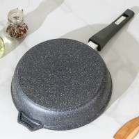 Сковорода «Гранит», d=24 см, съёмная ручка, антипригарное покрытие, стеклянная крышка, цвет серый