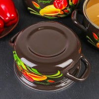 Набор кастрюль «Грациозный», 3 предмета: 1,5 л, 2 л, 3 л, стеклянные крышки, индукция, цвет коричневый