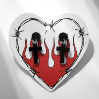 Серьги акриловые «Крестики» прямые, цвет чёрный в серебре