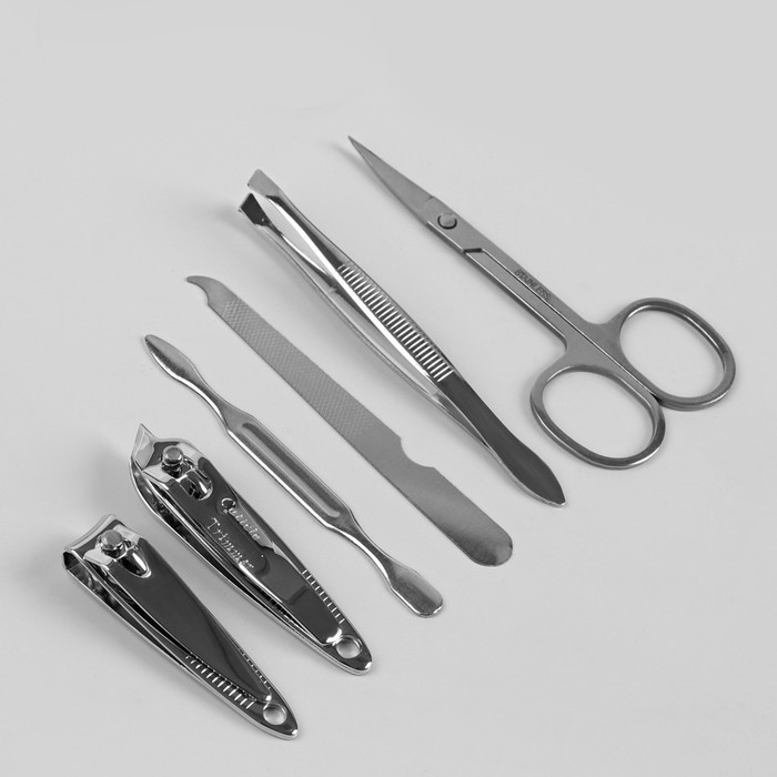 Набор маникюрный, 6 предметов, в футляре, цвет сиреневый