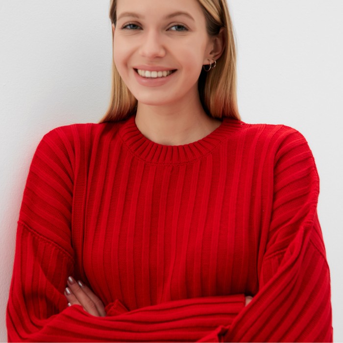 Джемпер вязаный женский MINAKU: Knitwear collection, красный, размер 46-48