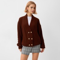 Кардиган на пуговицах женский MINAKU: Casual Collection, шоколад, размер 42