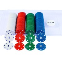 Набор фишек 200 шт, с номиналом, d-4 см, 29 х 18 см, микс