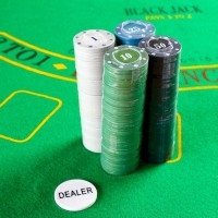 Набор фишек 200 шт, с номиналом, d-4 см, 29 х 18 см, микс