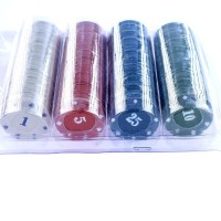 Набор фишек 200 шт, с номиналом, d-4 см, 29 х 18 см, микс