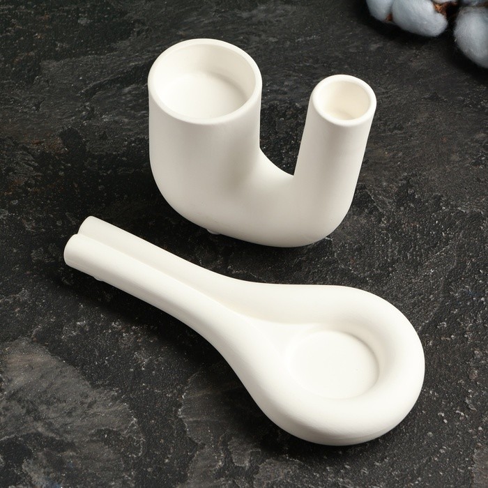 Набор подсвечников "Кьелл и Луи" белый, 2шт/5х11см/18х2см