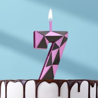 Свеча для торта «Алмаз», цифра 7, фиолетовый металлик