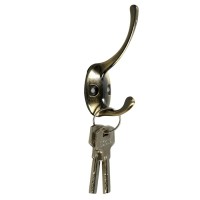 Крючок мебельный ТУНДРА TKd=002, двухрожковый, бронза, 4 шт. TMP