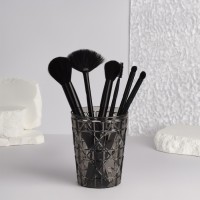 Подставка для хранения косметики «Хрусталь», d=8.5×11 см, прозрачная, чёрная