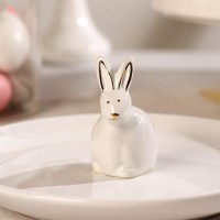 Блюдо «Зайка в золотом», d=20.5 см, доломит, белое