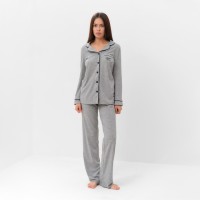 Пижама женская (рубашка, брюки) KAFTAN Sweat home, размер 40-42, серая