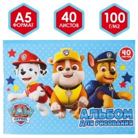 Альбом для рисования А5, 40 листов,Paw Patrol мел карт