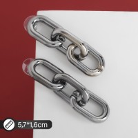Серьги металл «Цепь» узкое звено, малые, цвет серый