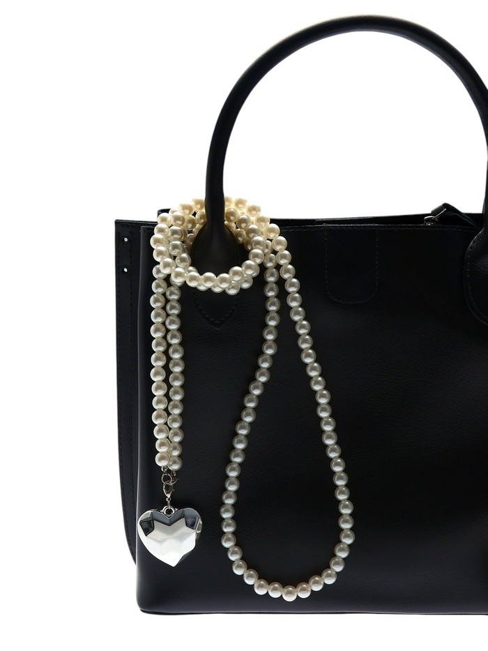 Портупея жемчужная с кулоном «Сердце», 129 см, белая в серебре