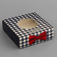 Коробка подарочная сборная с окном, упаковка, «Настоящему мужчине», 10×10×3 см