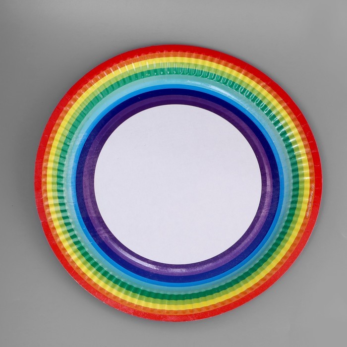 Тарелка бумажная "Радуга" с ламинацией, 23 см