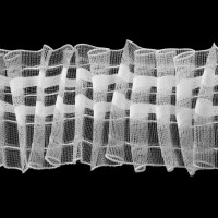 Шторная лента фиксированная сборка, органза, 6 см, 50 ± 1 м, цвет белый